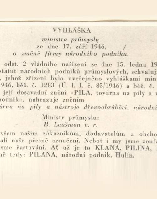 Pilana - 1934 - založení firmy